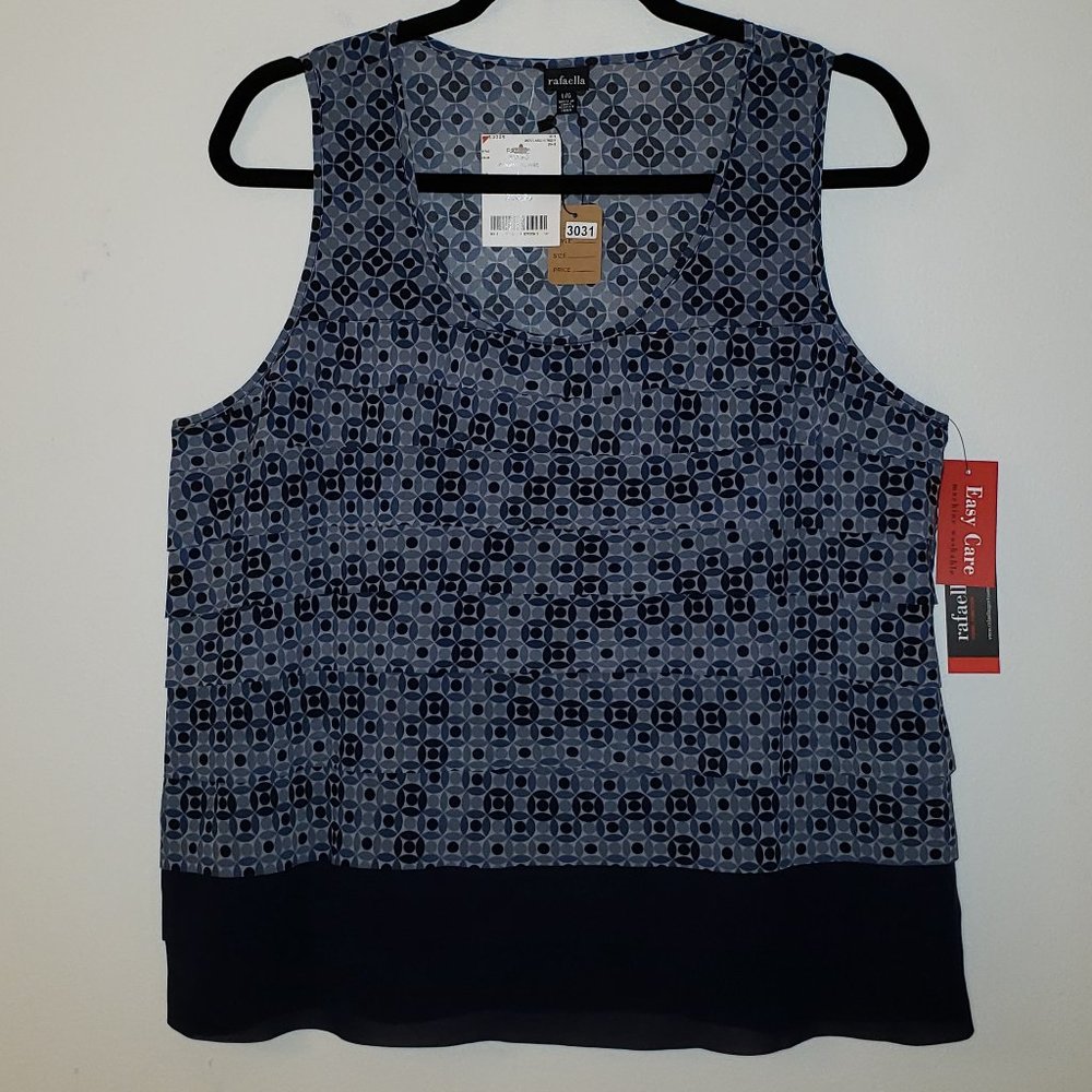 (NWT) Rafaella Blue Sleeveless Top.  Size L.